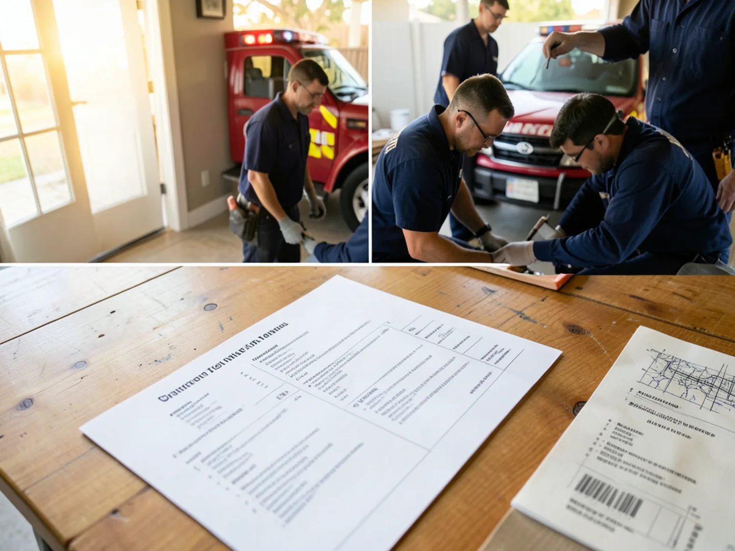 Comparing three written contractor estimates side-by-side on kitchen table