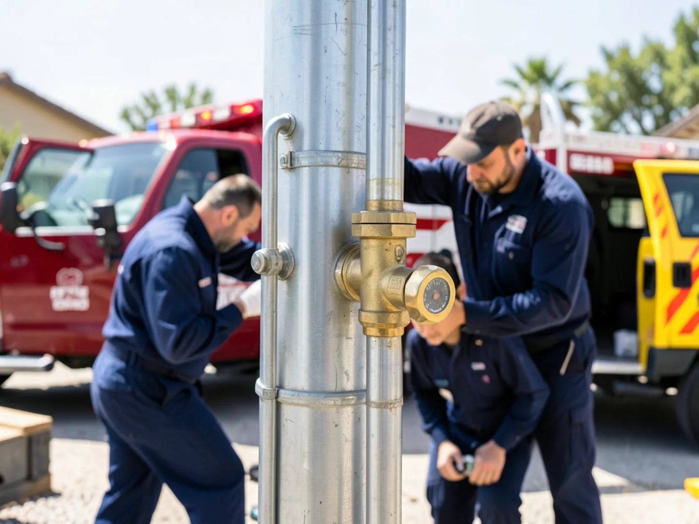 New brass pressure reducing valve installed on main water riser in Chino Hills