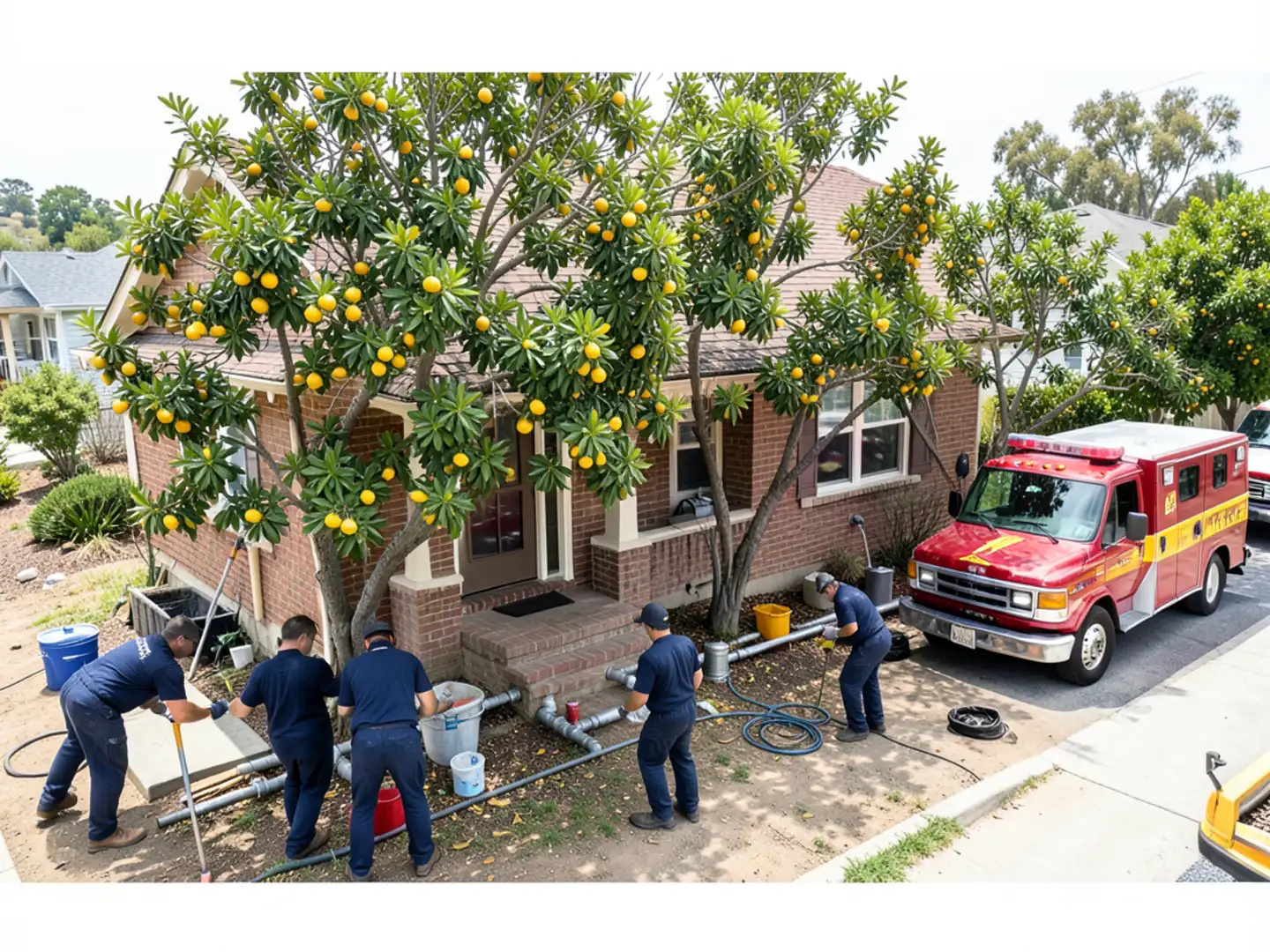Historic 1920s Craftsman bungalow with mature citrus trees in North Upland