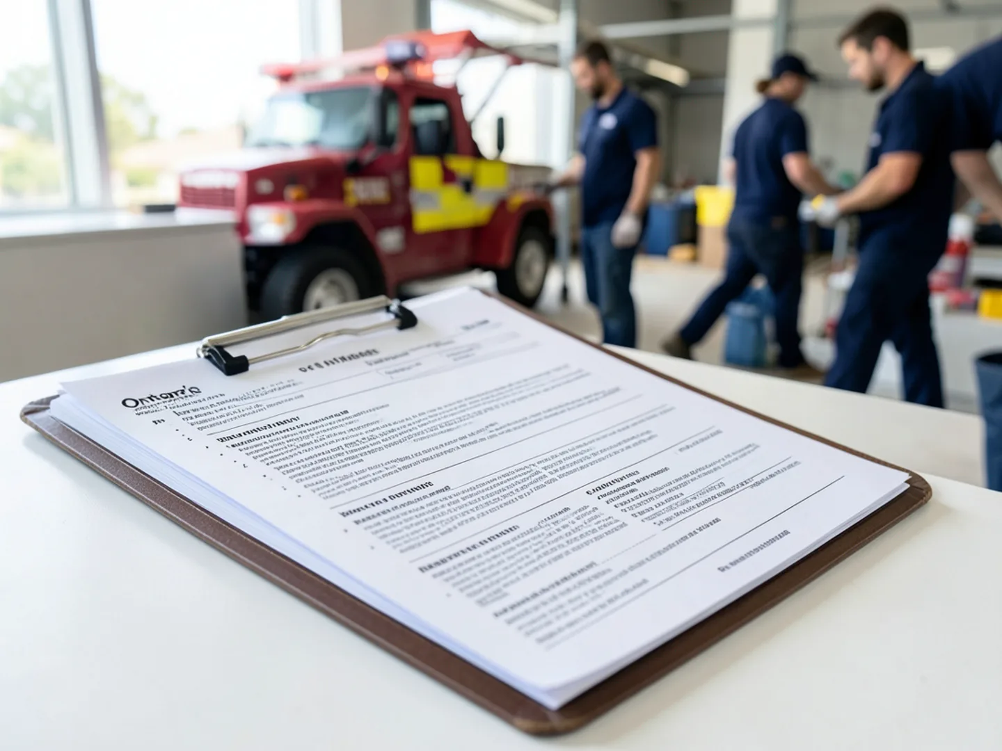 City of Ontario building and public works inspection documentation on construction clipboard